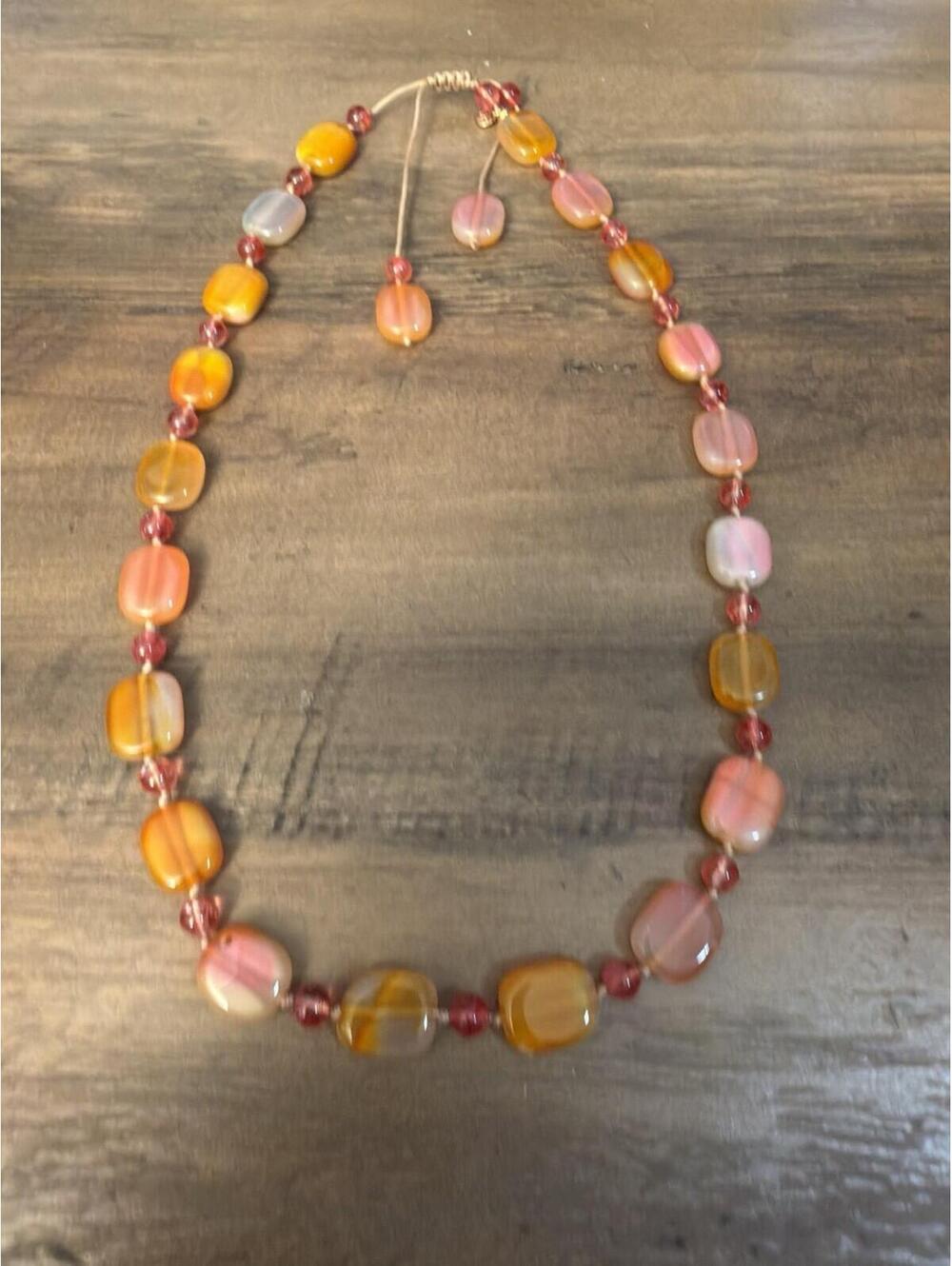 Lola Rose London Orange Pink Agate Stone Necklace Adjustable